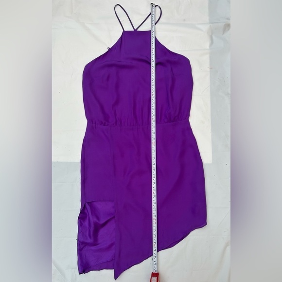 Mason by Michelle Mason  Purple Silk Asymmetrical Midi Dress halter size 8 - Picture 13 of 13